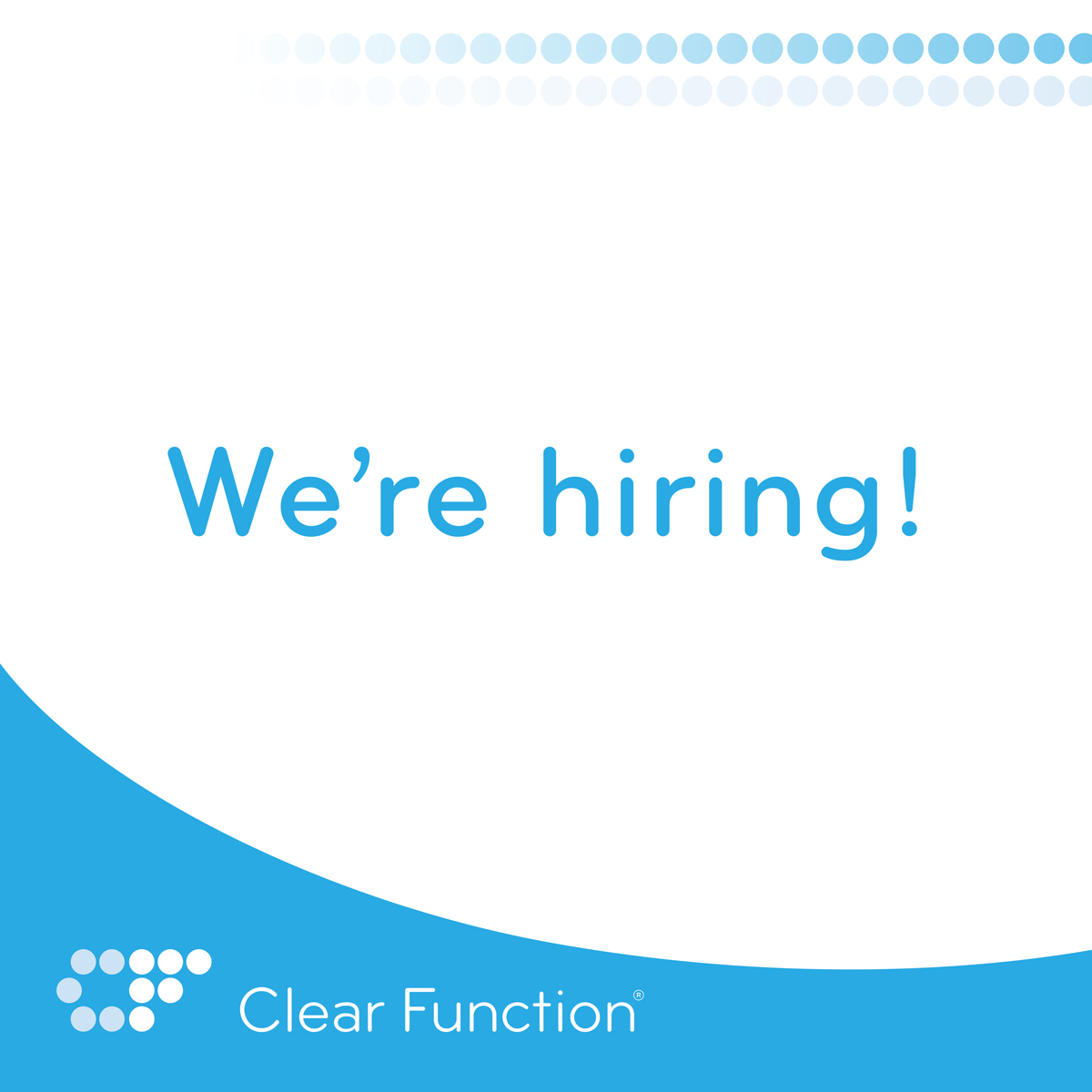 clearfunction's tweet image. Clear Function is hiring!
Interested in joining our team? Visit our website and check out our open positions — both in engineering and marketing!
clearfunction.com/careers/
