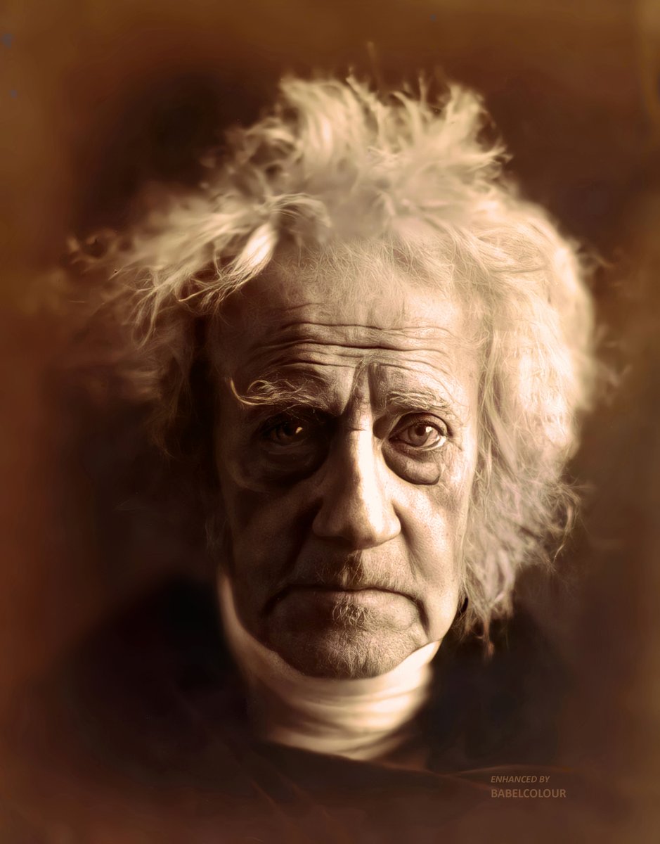 I've enhanced this remarkable portrait of Sir John Herschel (1792–1871) English astronomer who named 7 moons of Saturn &amp; 4 moons of Uranus (a planet his father discovered). An amazing, characterful face, gazing back from 155 years ago. It was taken in April 1867 by Julia Cameron.