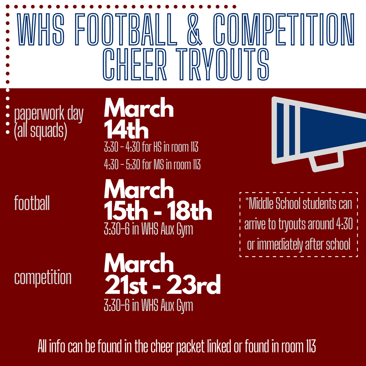 We are excited to announce our 2022 cheer tryout dates &amp; info! Please contact Coach Lane or Coach Crabb with questions.  Looking forward to a GREAT season. <a href="/whsathlactivity/">WHS Athl/Activity</a> <a href="/WoodstockHS1/">Woodstock HS</a> <a href="/FreedomMSPatrio/">Freedom MS Patriots</a>  <a href="/WoodstockMS/">Woodstock MS</a> 

Cheer Tryout Info: mailcherokeek12ga-my.sharepoint.com/:w:/g/personal…