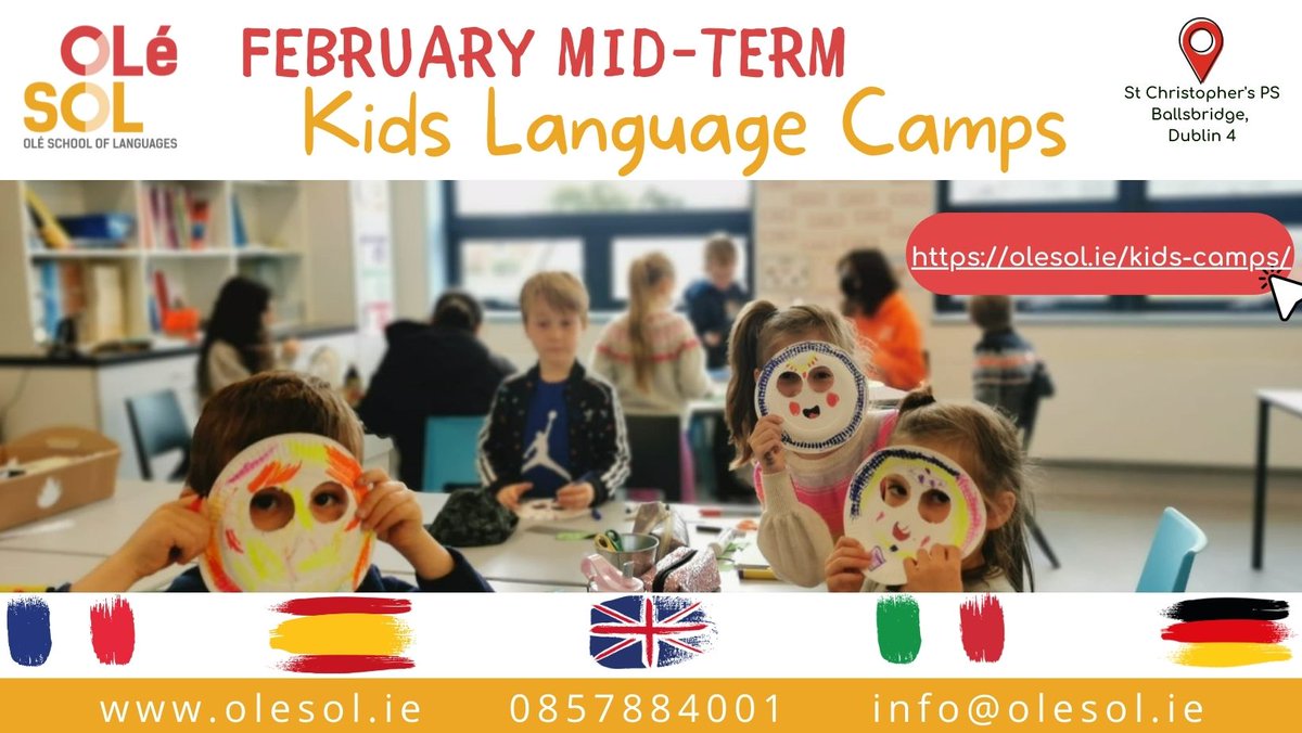 OLESOL_DUBLIN's tweet photo. Still Availability On Our Mid Term Languages Camps Next Week!! | Last Chance to Book!! 😀😀 - https://t.co/Dyj4gi8aq2 https://t.co/5GJ4nMHfrl