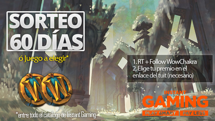 ¿Quieres ganar tiempo de juego para el Parche 9.2? ¡Participa en este sorteo! 

Participa fácilmente:
✅ RT+Follow 
✅ Elige tu premio aquí instant-gaming.com/es/giveaway/PY… (necesario para participar)

▶ Termina 28 de Febrero
▶ Patrocinado por <a href="/InstantGamingES/">Instant Gaming</a> 

wowchakra.com/wowchakra/sort…