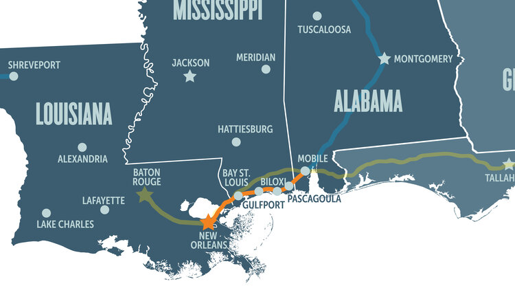 🚨CSX and NS are fighting to block Amtrak service restoration in the Gulf Coast🚨

You heard that right. The same freight railroad companies that block roads with 3-mile-long trains want veto power over passenger rail expansion.

How did we get here and what's at stake? 🧵