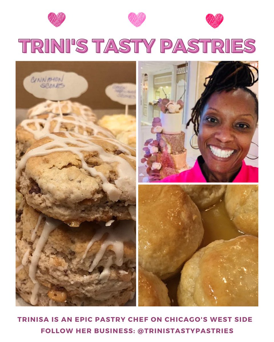 If you're gettin a sweet tooth look no further than Trini's Tasty Pastries! Who has tasted the wonder? Trinisa is an amazing pastry chef &amp; businesswoman on Chicago's West Side &amp; we serve her epic scones &amp; many more of her culinary delights in our Gift Shop! Pic 1: <a href="/LocalFoodsChi/">Local Foods</a>