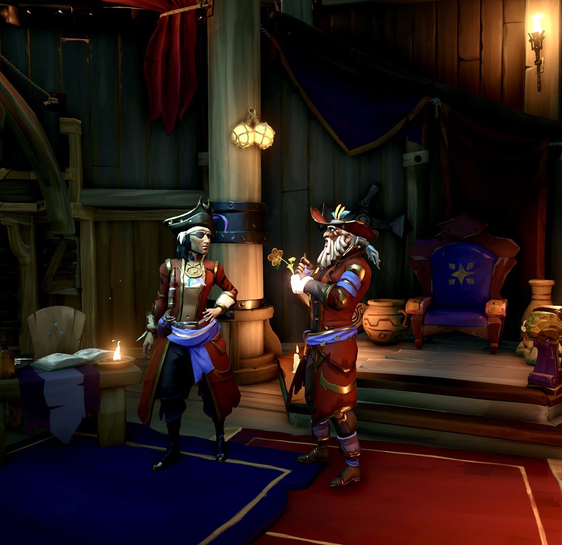 ChorizoDude's tweet photo. Trying @HappyKrakenX Athena chat up line in the Arena. Haven’t got slapped yet I might have pulled! #ValentinesDay #SeaOfThieves #savearena https://t.co/W6SUOZx156