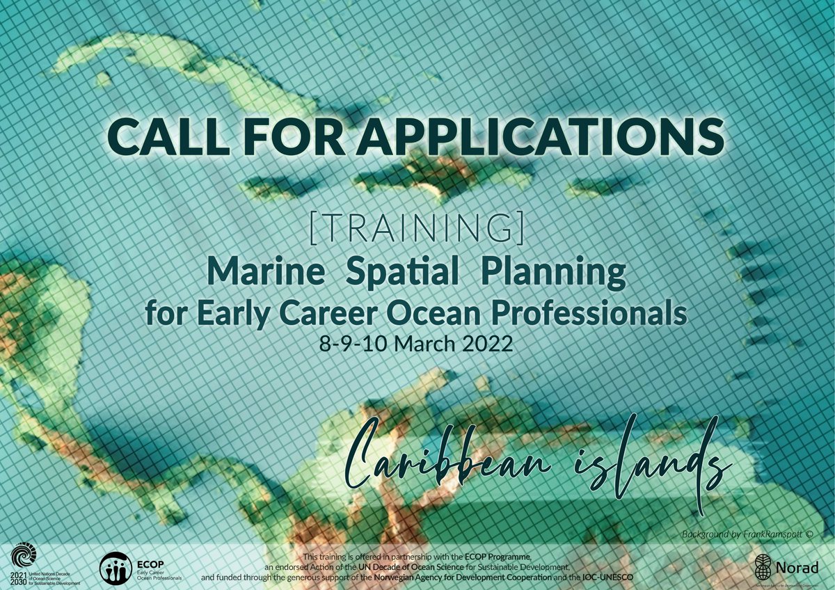 Are you from the Caribbean and work in a maritime related profession? Would you like to learn more about #MarineSpatialPlanning? Then this free training workshop is for you. Check the application call for further details. @UNOceanDecade  @OceanDecadeECOP drive.google.com/file/d/1kunOn5…