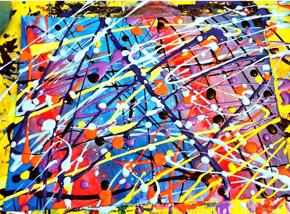 Difficultsimple's tweet photo. I heard there was a football game? Did the Dodgers win? #artwork #football #abstract #Creative #capitalism #painting #colorful #acrylicpainting https://t.co/mFmiNtP9sZ