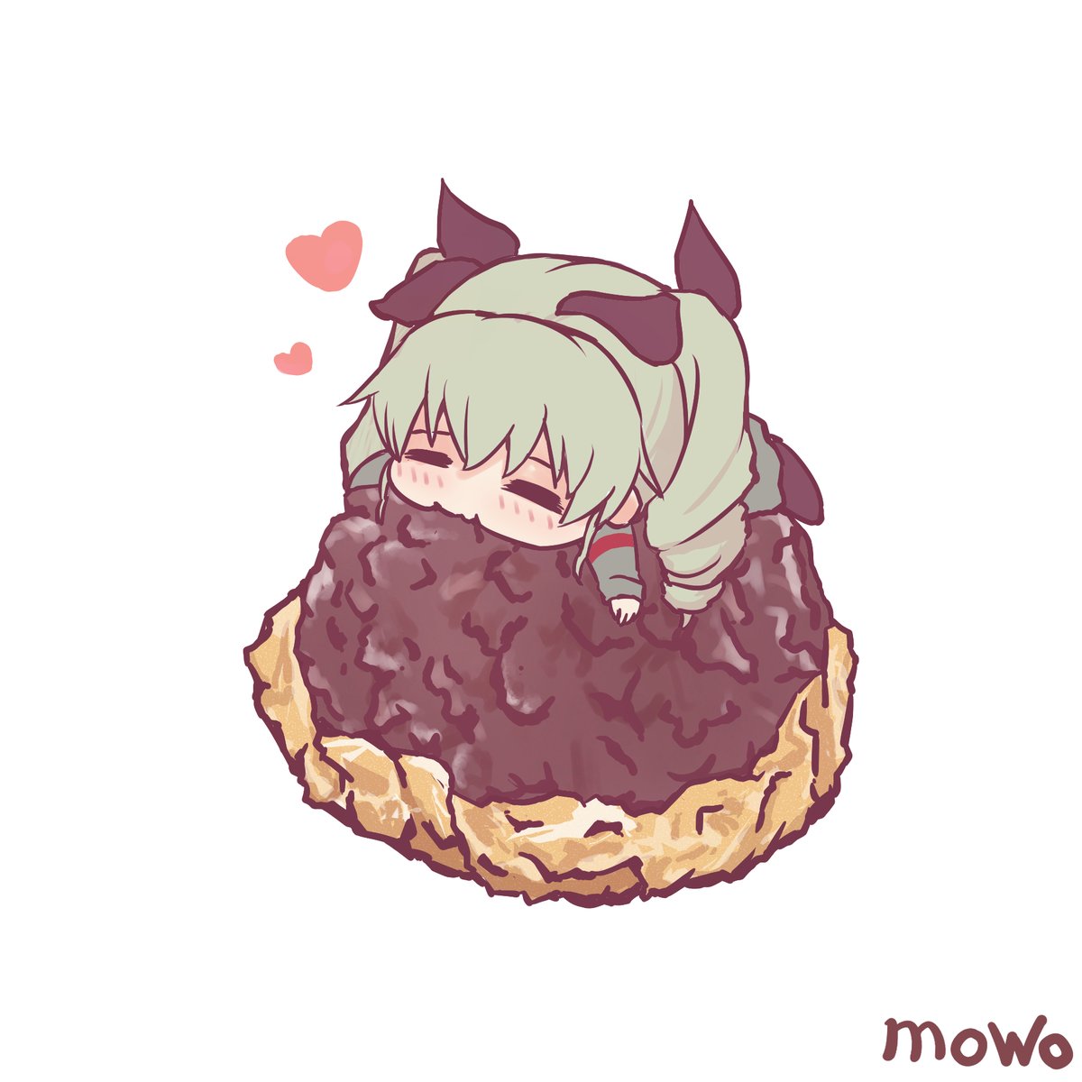 anchovy (girls und panzer) 1girl solo anzio military uniform eating food green hair drill hair  illustration images