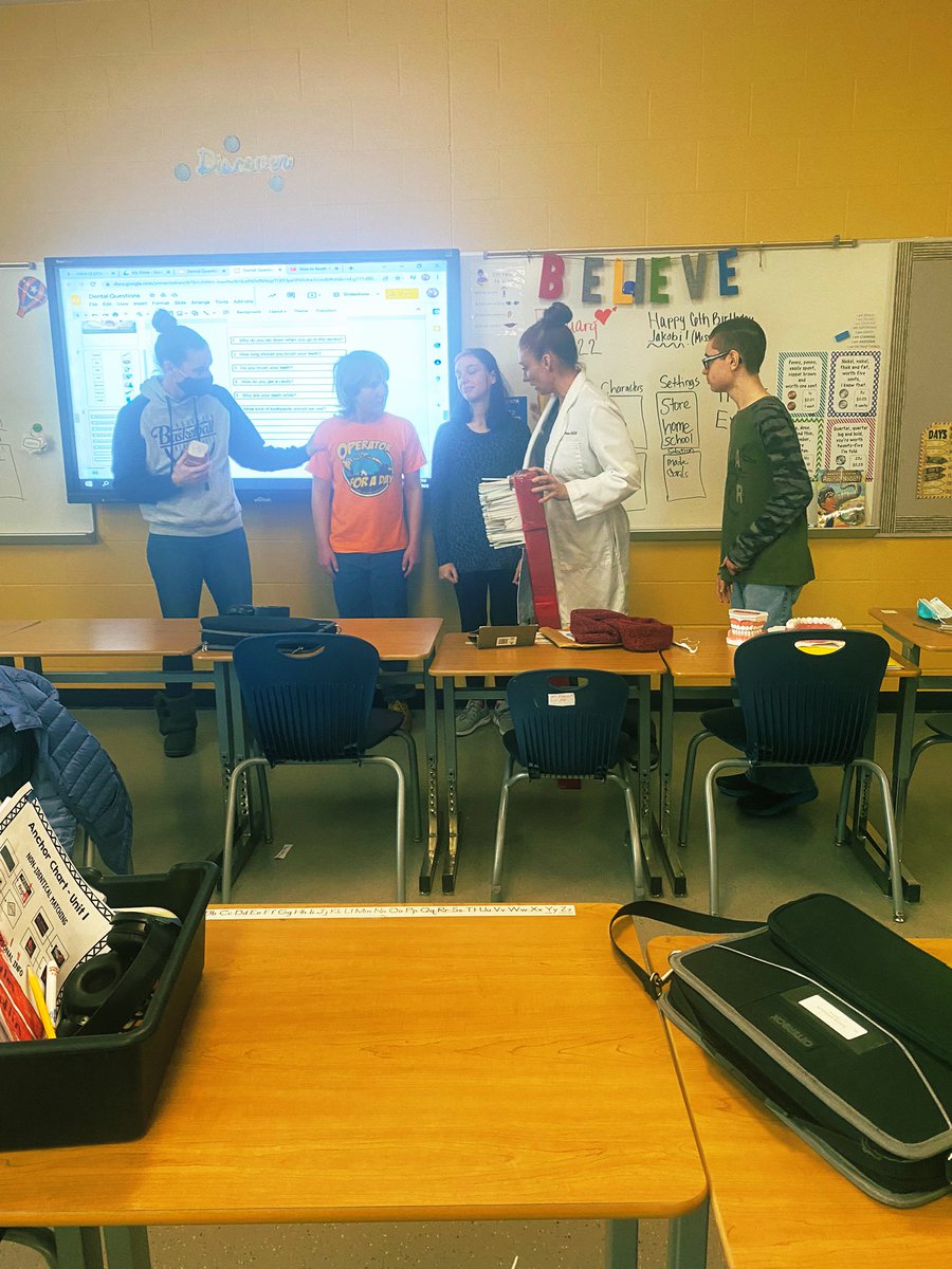 TEMDClassroom's tweet photo. A huge thank you to a local dentist, Dr. Lape, for coming to talk to our students about the importance of taking care of our teeth, answering our questions and bringing some fun, hands on activities! We all had so much fun! #ewingpride #dontforgettofloss https://t.co/PdquxRI5KF