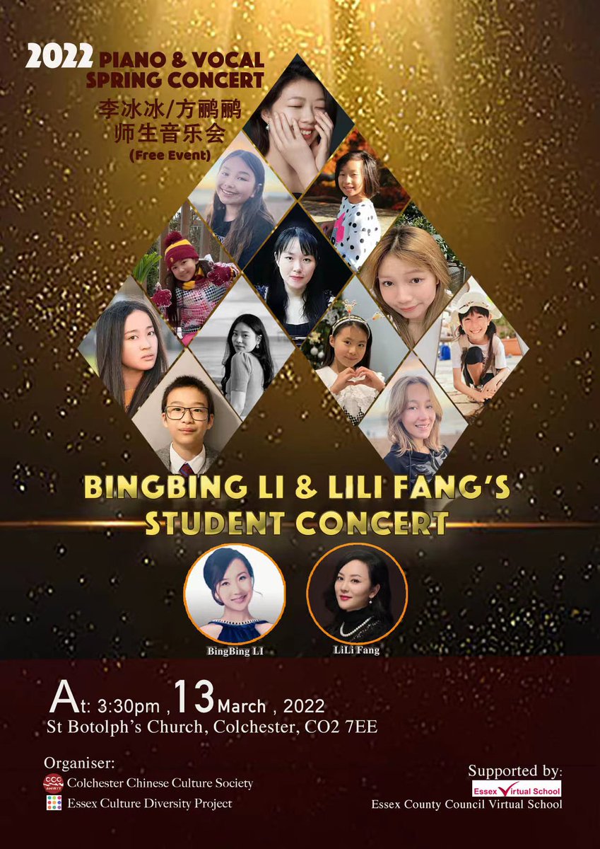 Piano &amp; Vocal concert 2022
13th March 2022
3:30pm 
St Botolph's Church, Colchester
Free Event

Tickets - eventbrite.co.uk/e/2022-piano-v…