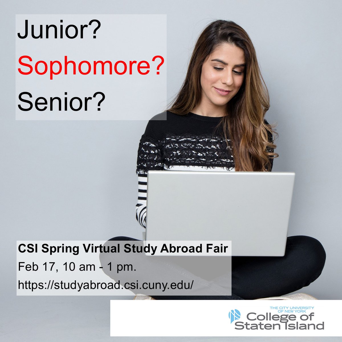 CenterIntl's tweet photo. Spring 2022 Virtual Study Abroad Fair
The Center for Global Engagement at the @csinews  College of Staten Island @CUNY is having a virtual study abroad fair via Zoom on Thursday, February 17, 2022 from 10am - 1pm.  
Zoom link: https://t.co/nYFKpp8c0C https://t.co/2KSi8WSohR