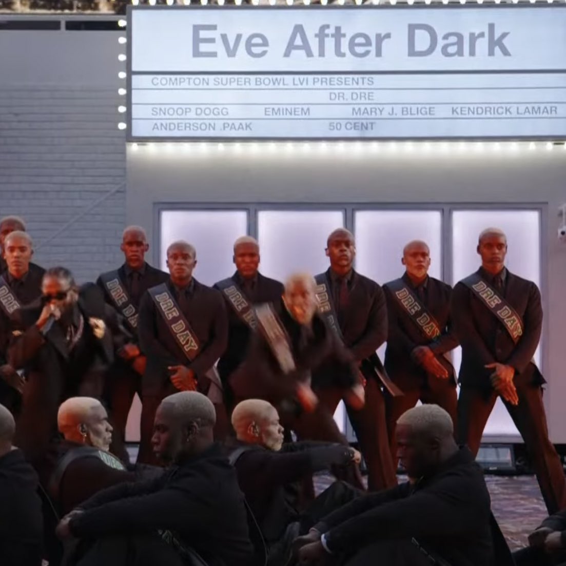 Eve After Dark… Compton Super Bowl LVI Presents - Dr Dre, Snoop Dogg, Eminem, Mary J. Blige, Kendrick Lamar, Anderson Paak, 50 Cent  #SuperBowl  #PepsiHalftime  <a href="/AndersonPaak/">ellie</a> <a href="/50cent/">50cent</a> <a href="/kendricklamar/">Kendrick Lamar</a> <a href="/maryjblige/">Mary J. Blige</a> <a href="/Eminem/">Marshall Mathers</a> <a href="/SnoopDogg/">Snoop Dogg</a>