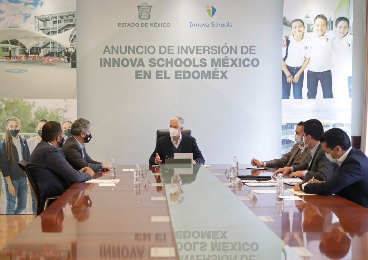 alfredodelmazo's tweet photo. Innova Schools, institución educativa líder en Latinoamérica, nos presentó su plan de inversión para los próximos años. Van a invertir de 90 a 120 millones de dólares para construir entre 15 y 20 campus en diversos municipios del #Edoméx. https://t.co/PBStN61O0N