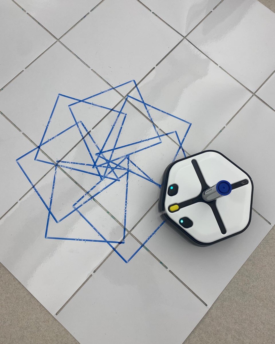 MsManheimerLMS's tweet photo. A few designs from our “code a shape wheel” lesson using the root robots. Students practiced coding with the simulator first and then saw it in action using the root robots. Thank you Ms. Lord for coming in today to help us explore! So much fun! @julieannlord https://t.co/9JbTS81z9T