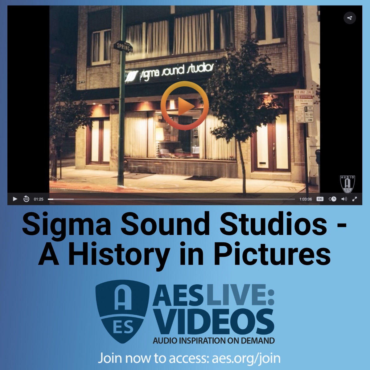 AESorg's tweet photo. #AESorg Live: Videos Feature
#SigmaSound Studios - A History in Pictures

Join us for an inside look @ the history of these iconic facilities with Arthur Stoppe https://t.co/cAZ6UfSd1T

#proaudio #audioengineer #audioengineering #SigmaSound #PhillySound #AESMembers #AudioHistory https://t.co/f0DkBR2eo8