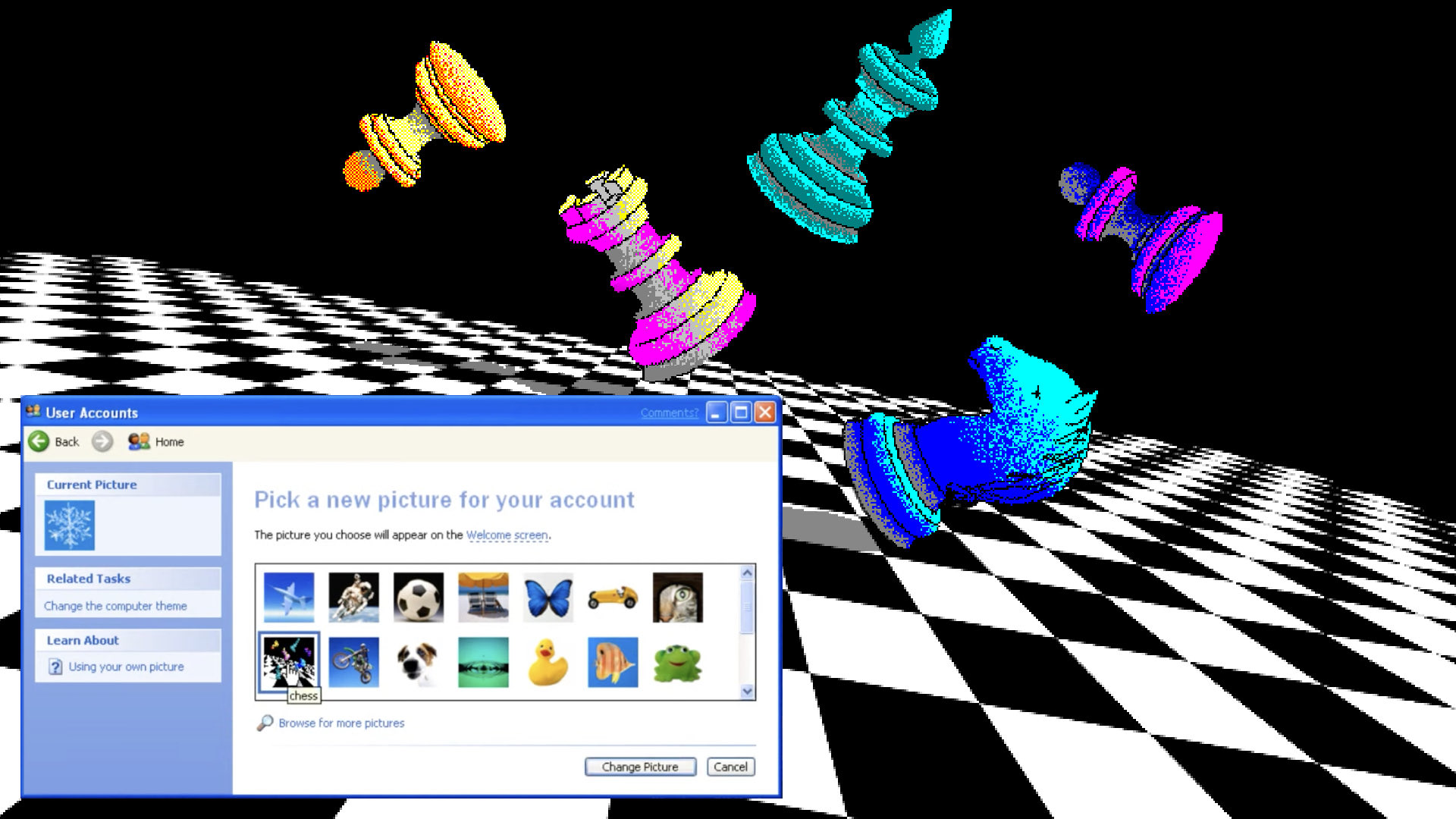 Windows On Windows Chess Is A Wallpaper From Windows 3 1990 It Depicts Six Chess Pieces Falling On A Chess Board Its Author Is Unknown In Windows Xp Builds 2475
