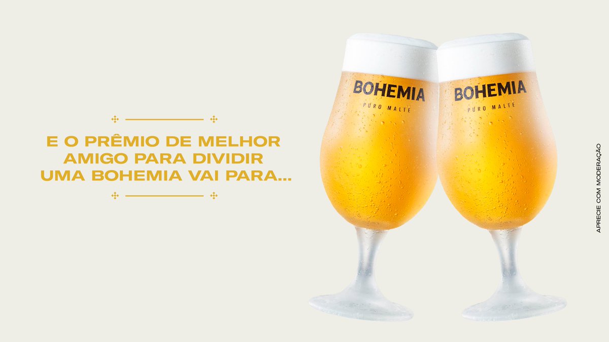 Hoje é Dia da Amizade. Marca aqui embaixo aquela pessoa que é o  "vamo!" do seu "bora tomar uma Bohemia?"  🍻

#AprecieComModeração