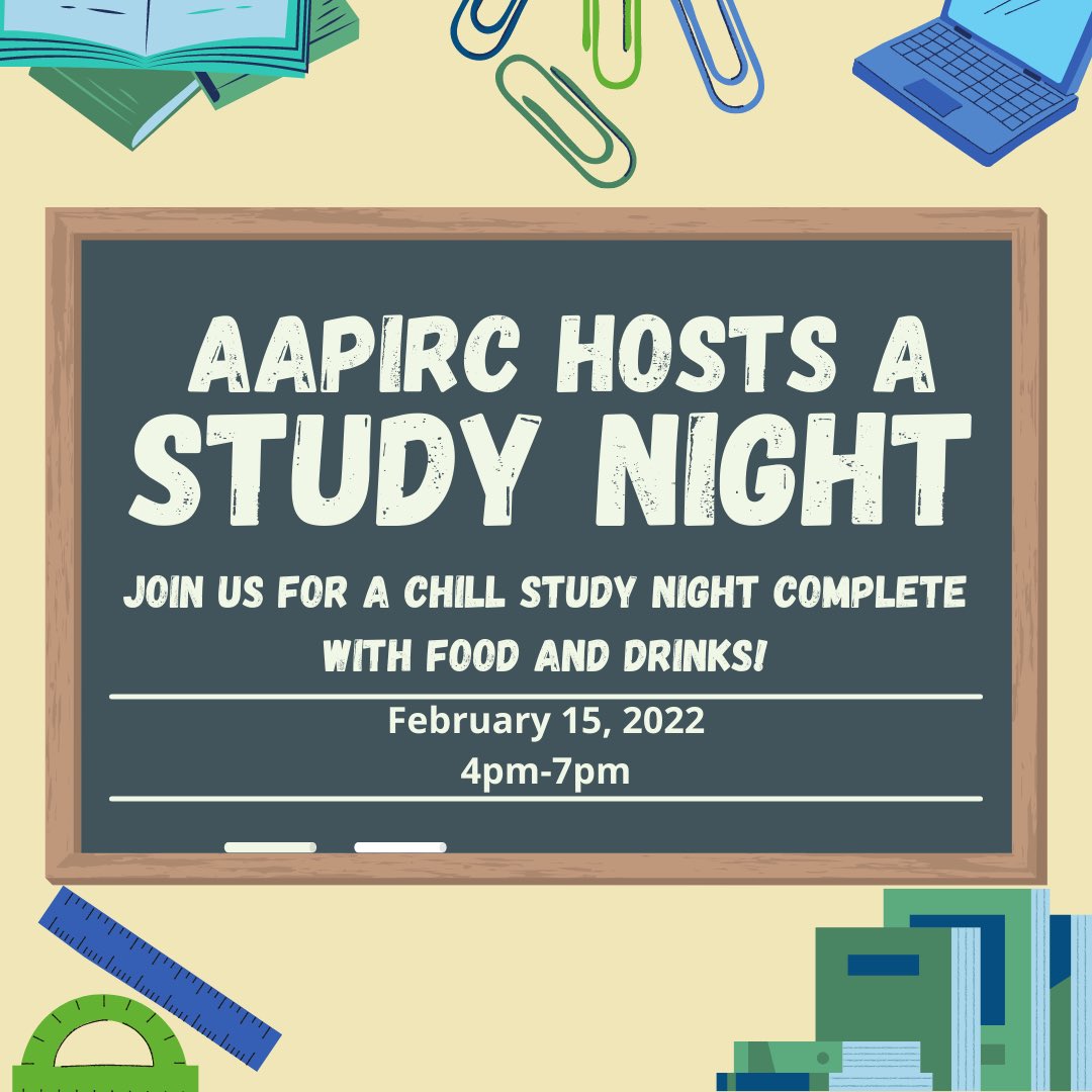 aapircunm's tweet photo. Join us for another study night tomorrow from 4-7PM! Food and drinks will be provided! 🍜 https://t.co/9SepZnruIj