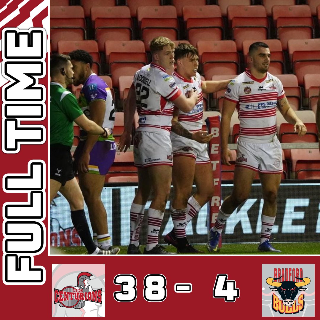 FULL TIME: Leigh Centurions 38-4 Bradford Bulls

A great response from the Centurions as they come out victors at Leigh Sports Village!

#Leythers 🔴