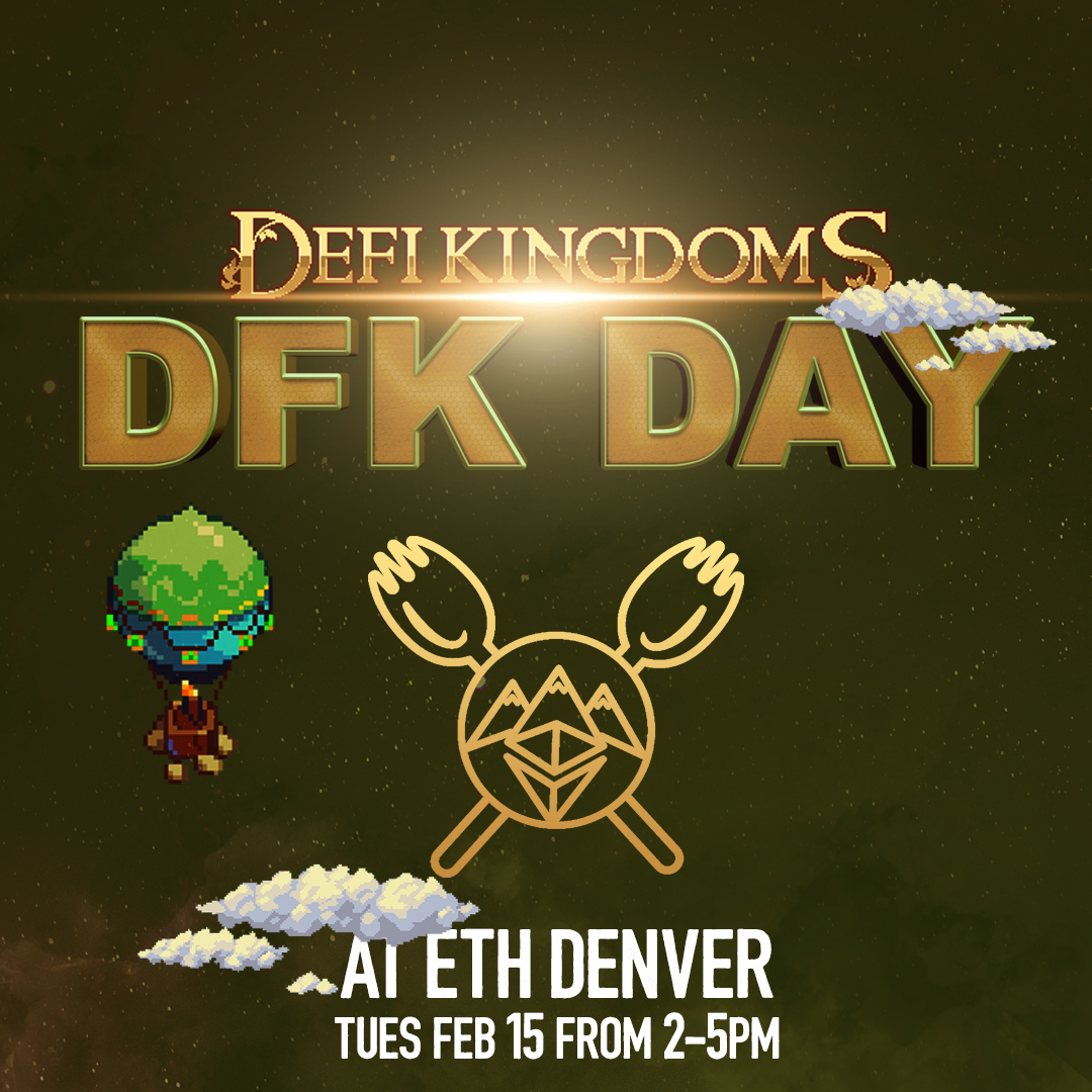 DeFiKingdoms's tweet photo. ⚔️👑DeFi Kingdoms👑⚔️

⚔️DFK Day⚔️
✅Hackathon
✅Dev Panel
✅Grant Panel
✅Community Meet and Greet
🥳Giveaways and Swag

Extended hours!!! Alpha Talk at 7pm MST

🗻Historic Colorado Center🗻
1200 N Broadway, Denver, CO 80203

#DeFiKingdoms #DeFi #ETHDenver2022 https://t.co/dwTnnyHW4u
