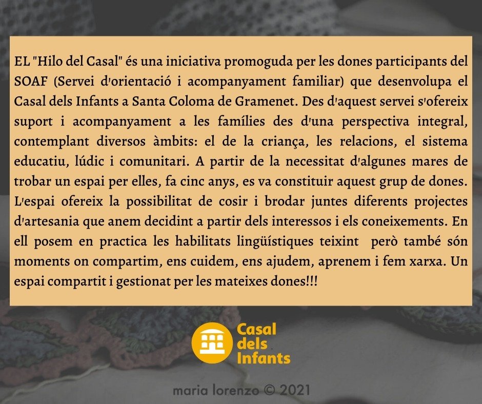 cinfants_stco's tweet photo. Les Dones del Hilo del Casal us animem a venir al marketplace amb @xarxaociscg ! Allà trobareu les nostres creacions tèxtils. Necessitem suport pel projecte #TeixintSomnis que està punt de ser enllestit i que el volem compartir amb tot@s vosaltres, el 26 de març a @la_ciba 🪡💜 https://t.co/rJxy3WURgK