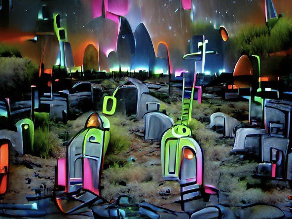 MetaPopArtVR's tweet photo. “Robo graveyard”
Futreon city Ai series

I love making these creations. Any feedback is greatly appreciated.  #digitalarts #aiart #neon #futuristic 
Link in bio https://t.co/WVROr7Lo1h