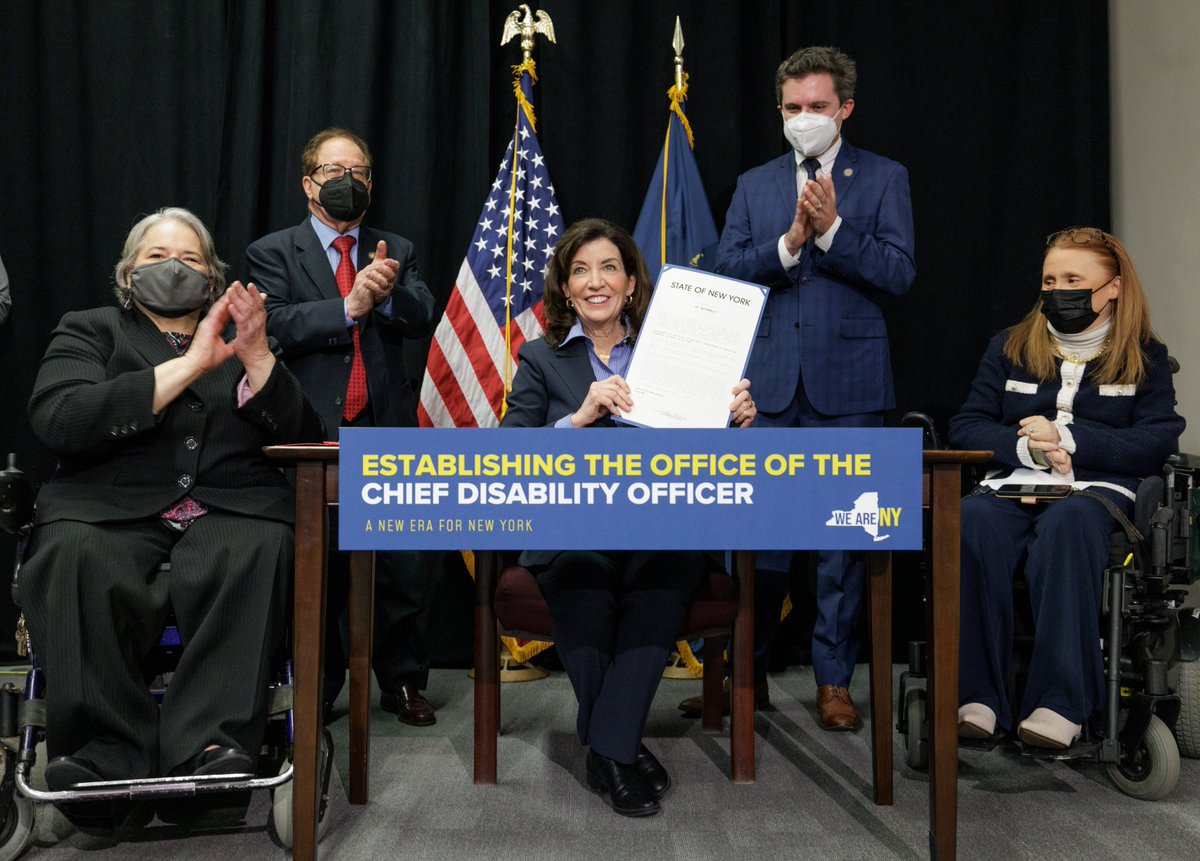 Gov. Hochul signs Chief Disability Officer bill at the Independent Living Center of the Hudson Valley. Announces Kim Hill as CDO, from the Assembly's Disability Task Force, pictured w/ Denise Figueroa of ILCHV, <a href="/JamesSkoufis/">James Skoufis</a> <a href="/TomAbinanti/">Tom Abinanti</a> <a href="/GovKathyHochul/">Governor Kathy Hochul</a> 
youtube.com/watch?v=hwFJ8b…