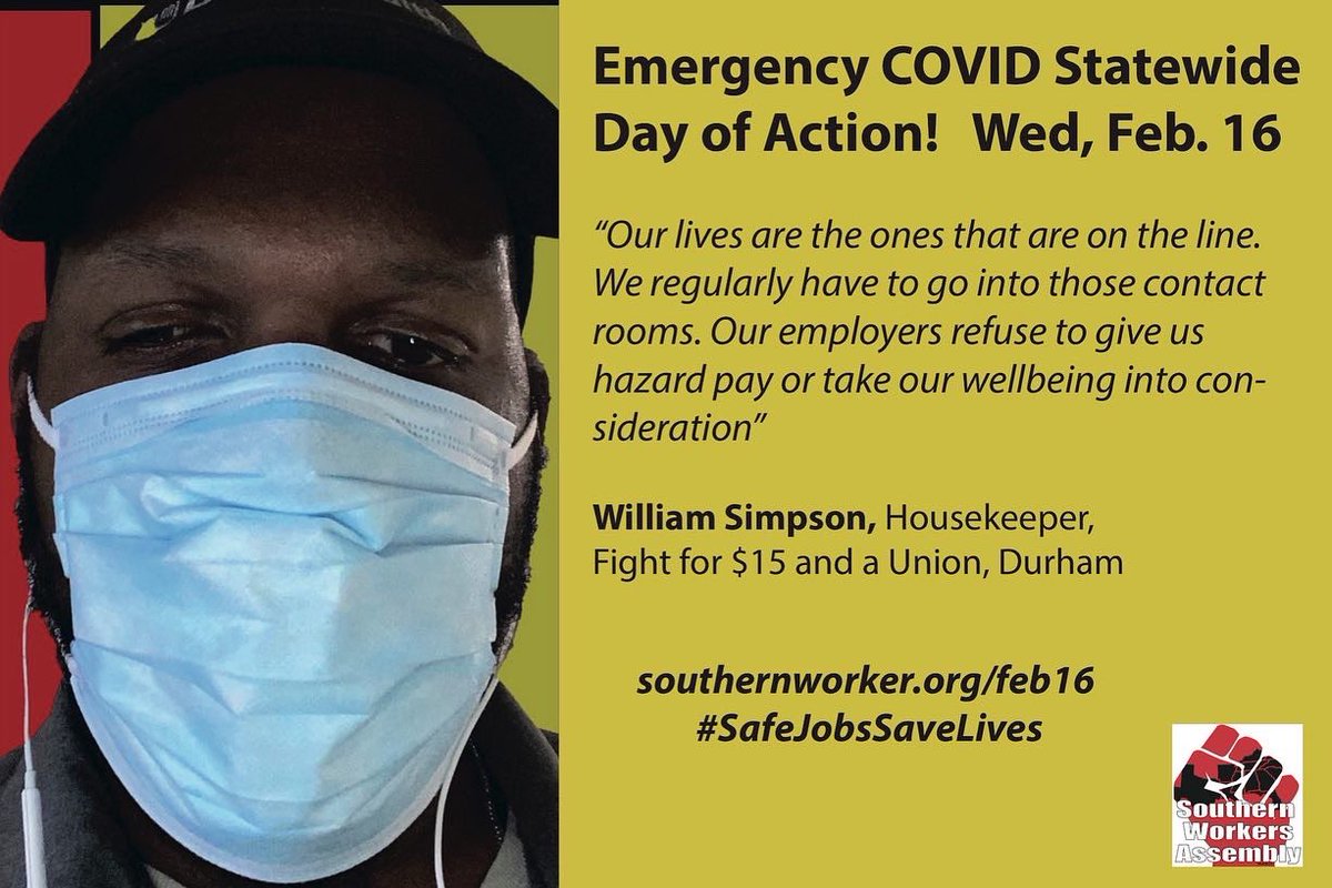 Join us for #SafeJobsSaveLives emergency COVID workplace rally at Amazon delivery station at 224 Hoover Rd, Wed Feb 16 at 12noon! #organizethesouth