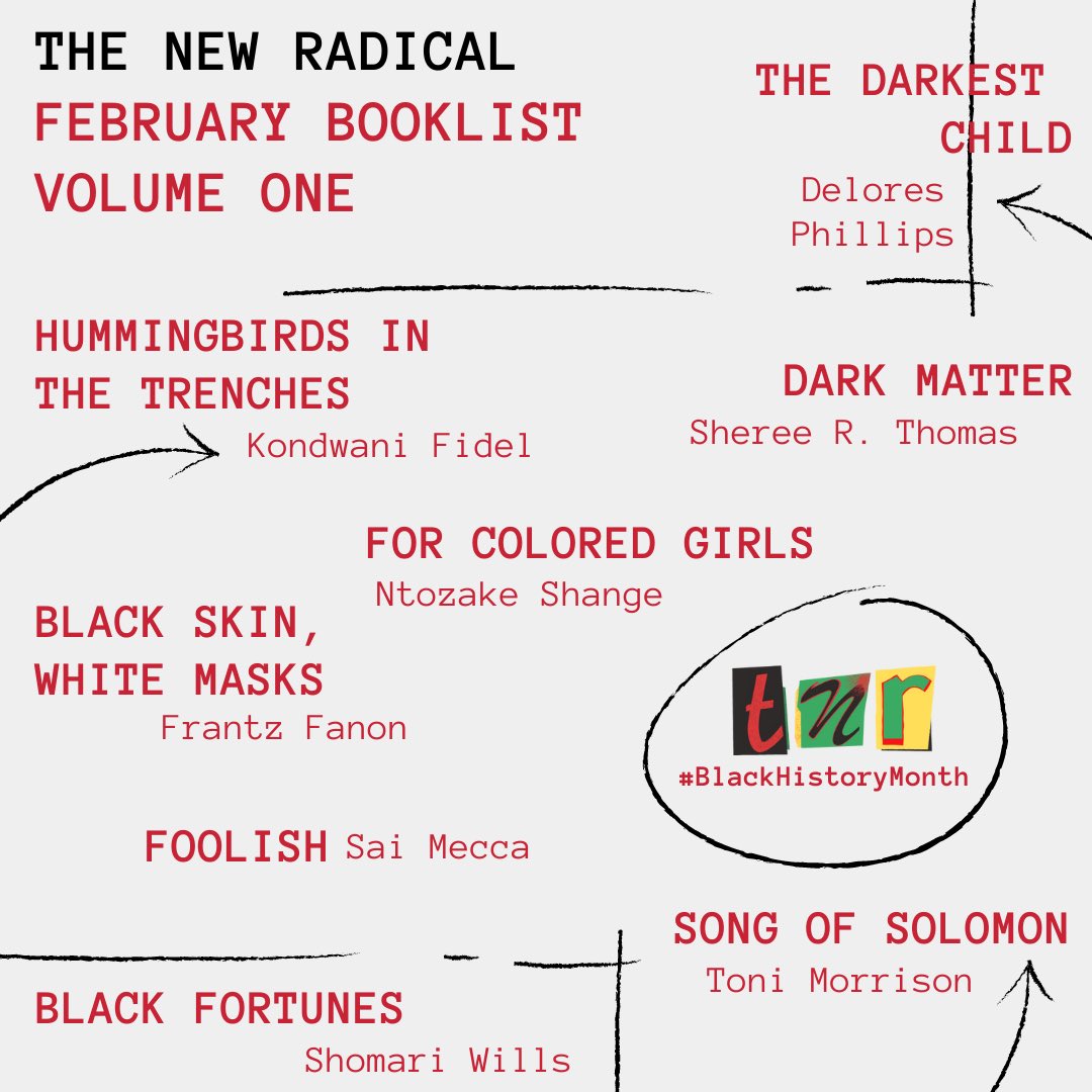 4TheNewRadical's tweet photo. Happy Black History Month! What’s Black History without Black literature? 

You do not have to solely read theory to be radical or honor our ancestors. Our stories are told through different lenses. 

Have you read any of these? Comment below. https://t.co/6am7rqJTyw