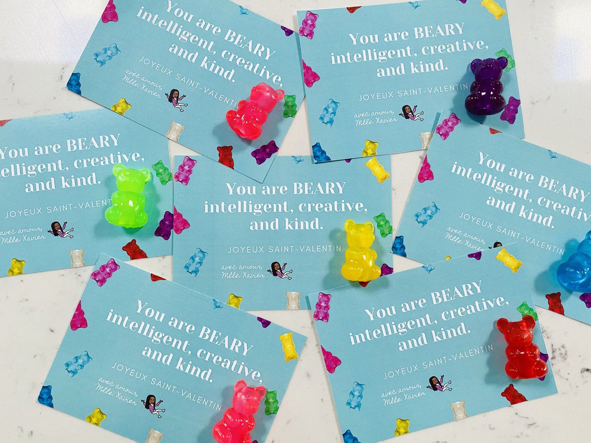 Punny vday cards and gummy bear erasers for my 3/4s today 💌 <a href="/tdsb/">Toronto District School Board</a>  <a href="/TDSB_MHWB/">TDSB Well-Being</a> #teachertwitter