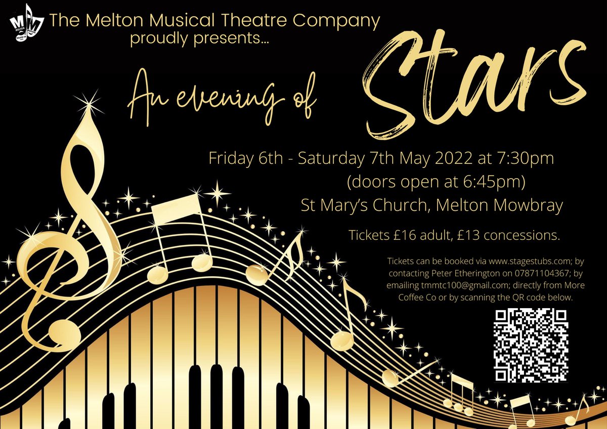 TMMTC1919's tweet photo. Book tickets now by scanning the QR code or visiting @morecoffeeco . @TMMTC1919  #musicaltheatre #meltonmowbray @meltontimes @heartofstmarys @morecoffeeco https://t.co/r2LCqXdIVb
