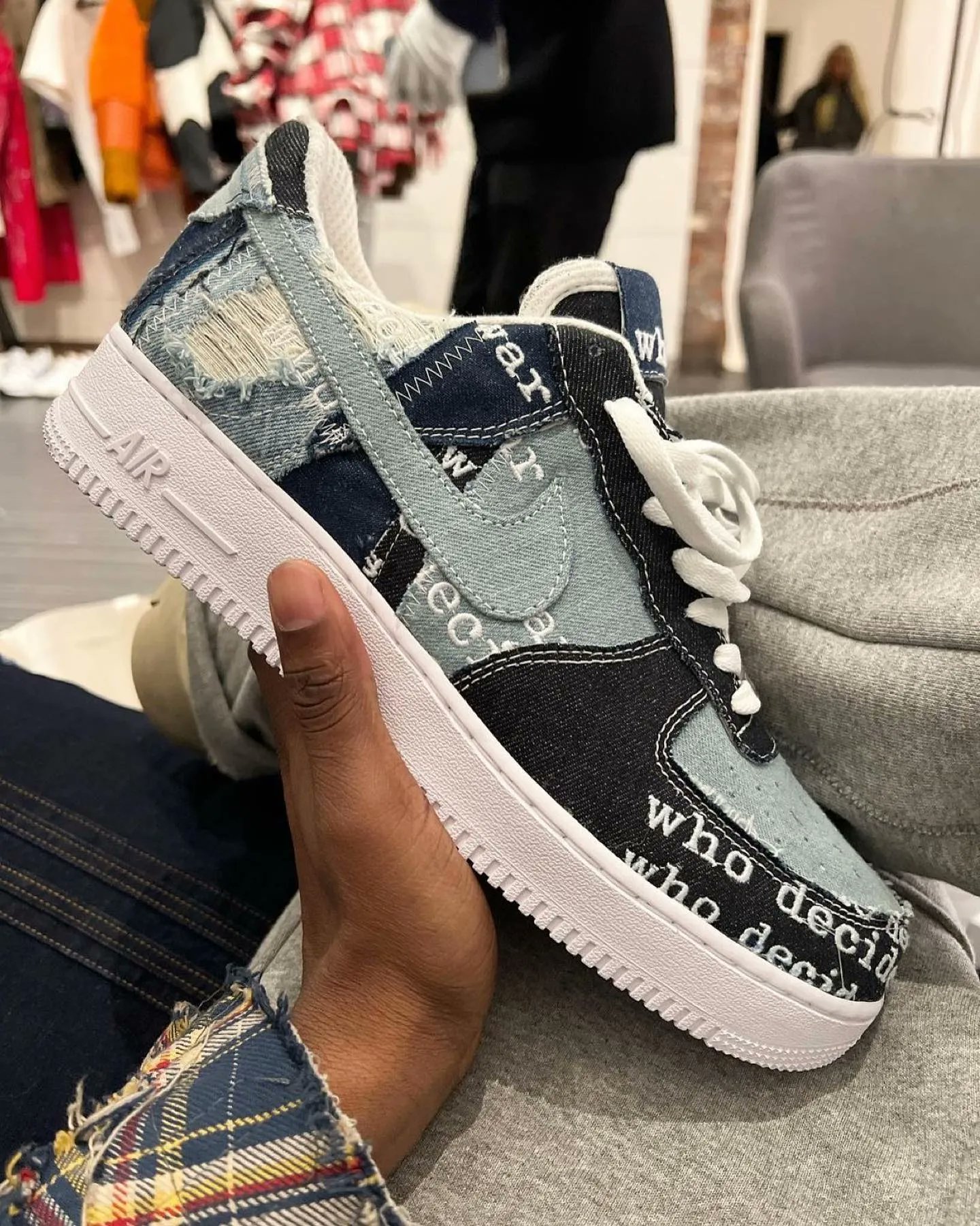Denim air force ones top