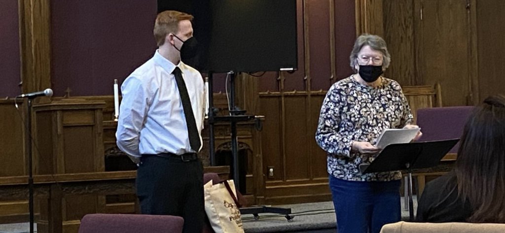 RB60Supt's tweet photo. Congratulations to RBHS senior, Braden Clark, who was awarded the Daughters of the American Revolution Award today. He was selected based on dependability, service, leadership, and patriotism .  He is pictured receiving his award from Karen Schaal of the DAR. https://t.co/eB4Nb0laK4