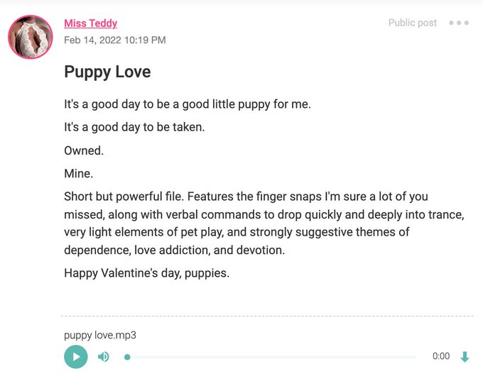 A free file, available to both my subscribers and curious pets-in-progress alike. "Puppy Love" is available