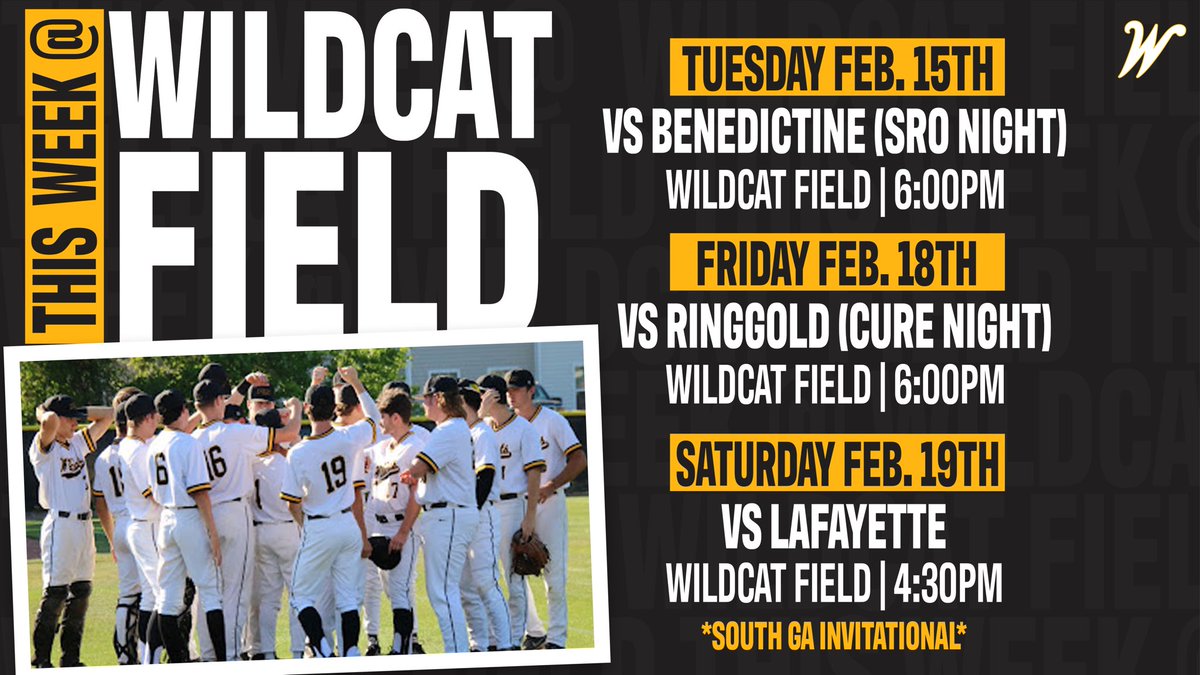 Join us this weekend for some baseball at the Wildcat Field!!