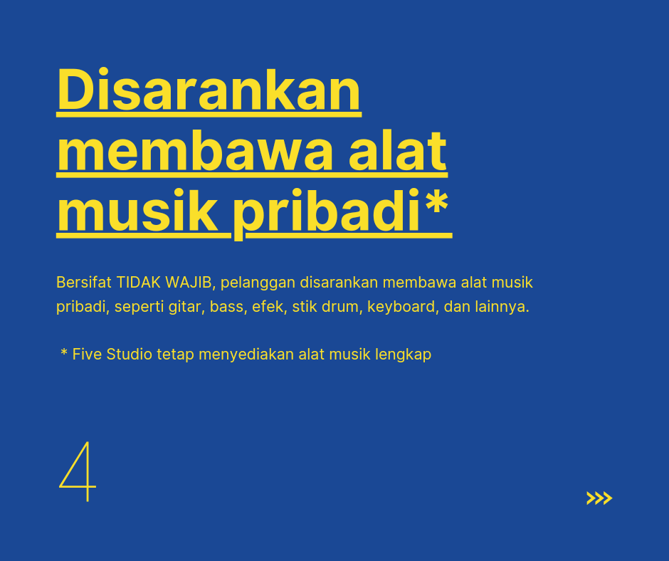 Merespon pemberlakuan PPKM level 3 di Cirebon, Five Studio menginformasikan panduan/ protokol kesehatan saat rental studio kepada seluruh pelanggan. Semoga kita bisa saling menjaga keselamatan dan melewati masa Pandemi ini bersama-sama. 

#rentalstudio #studiomusik