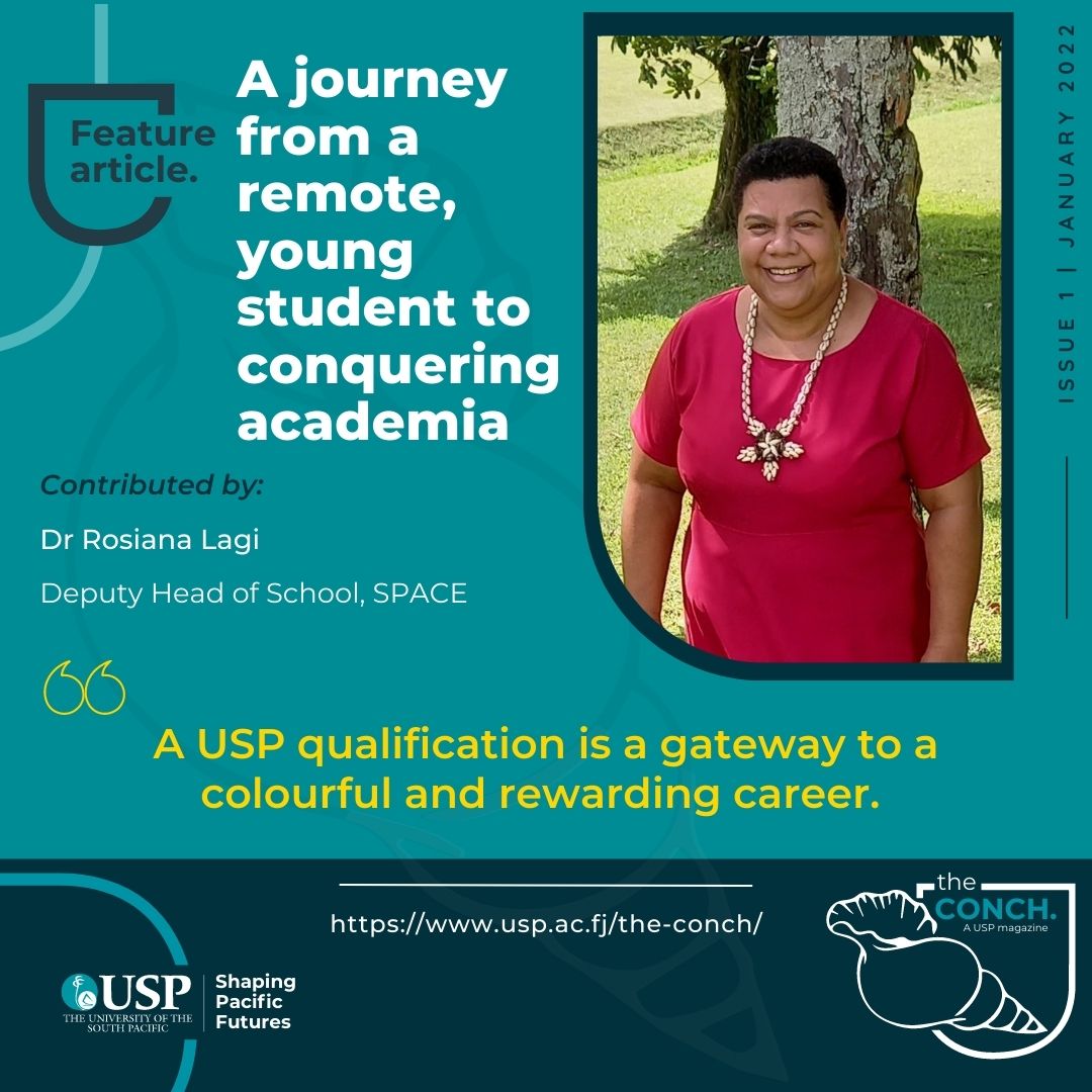 UniSouthPacific's tweet photo. "A USP qualification is a gateway to a colorful and rewarding career".
Dr Rosiana Lagi | Deputy Head of School | SPACE
You can read Dr Lagi's full featured article in our first edition of The Conch magazine:
https://t.co/3kUBD6oemW
#TheConch #USP https://t.co/hLZz7VYQX8
