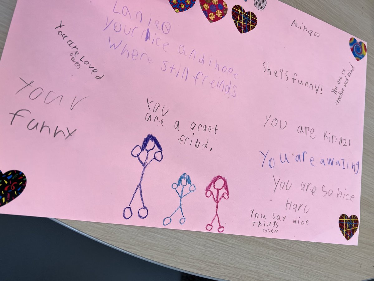 RADteaches's tweet photo. What a great day filled with love and kindness. We made posters with kind messages to each other. Then they asked how to to pay it forward! ⁦@HESHawksSVVSD⁩ ⁦@lexipeterson329⁩ #SVVSDKindness https://t.co/vhptZSh2af