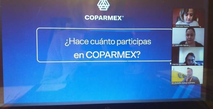 En días recientes realizamos Taller virtual "Ser COPARMEX" en donde el Presidente Nacional, José Medina Mora, Lorena Jiménez y Fatima Montiel de <a href="/Coparmex/">Coparmex Nacional</a>  nos impartieron su conocimiento y filosofía de Ser Orgullosamente COPARMEX.