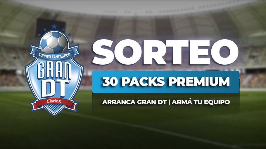 #SORTEO ⚽️🔥 ¡EL JUEVES 24 SE EMPIEZA A SUMAR y SORTEAMOS 30 PACKS PREMIUM!

¿CÓMO PARTICIPAR?
1⃣ Seguí a <a href="/GranDToficial/">⚽️ Gran DT</a>.
2⃣ Armá tu equipo en grandt.com.ar o desde la App.
3⃣ Dale RT y MG a este tweet.
✅ Para doble chance, subí tu equipo con el hashtag #ArrancaGranDT