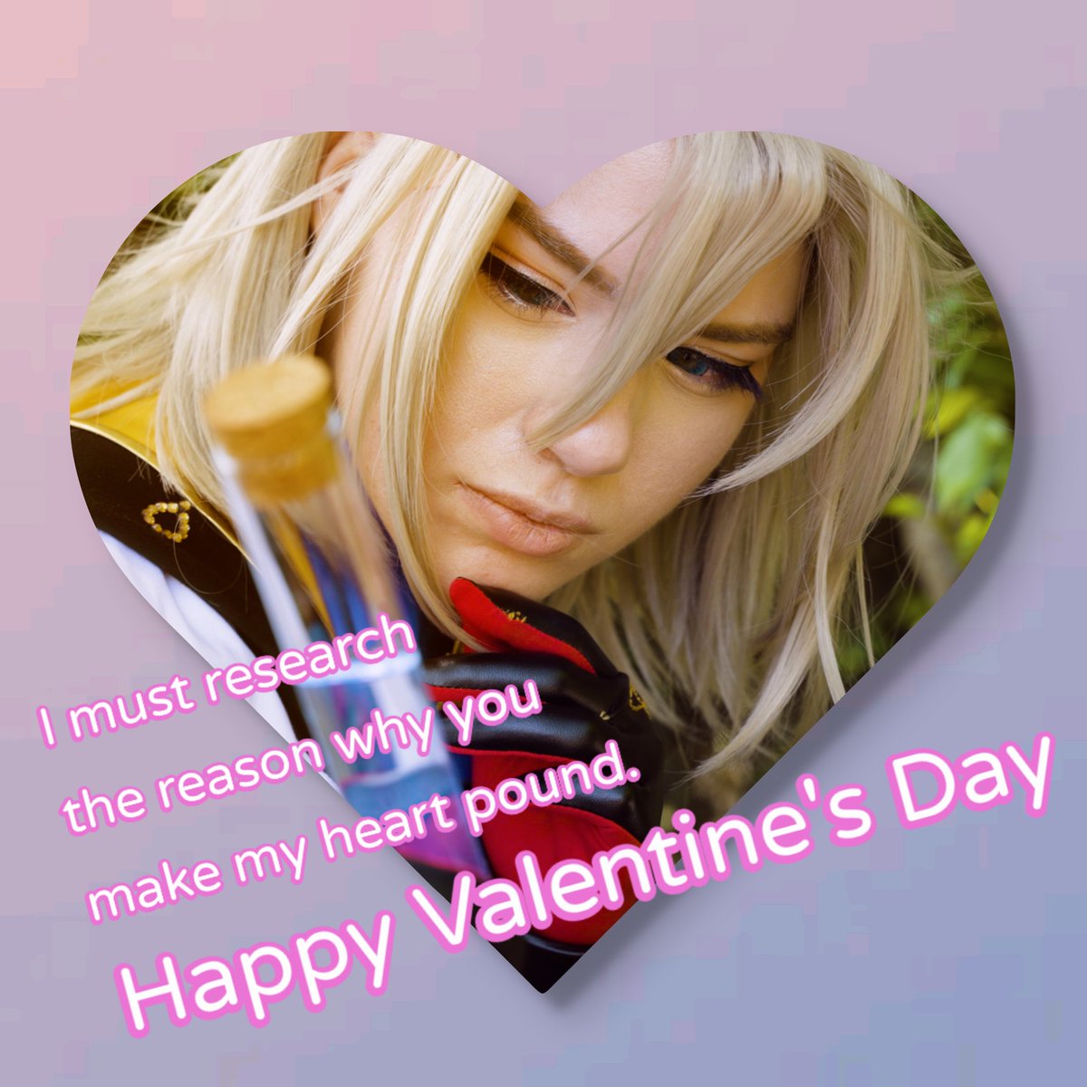 LIBRAcosplay's tweet photo. I made some horrible Valentines for today. These are the #GenshinImpact ones with my #Albedo, #Diluc, and #Kazuha cosplays. Stay tuned for some Fire Emblem ones 💛💛💛 https://t.co/xtrITVJmuP