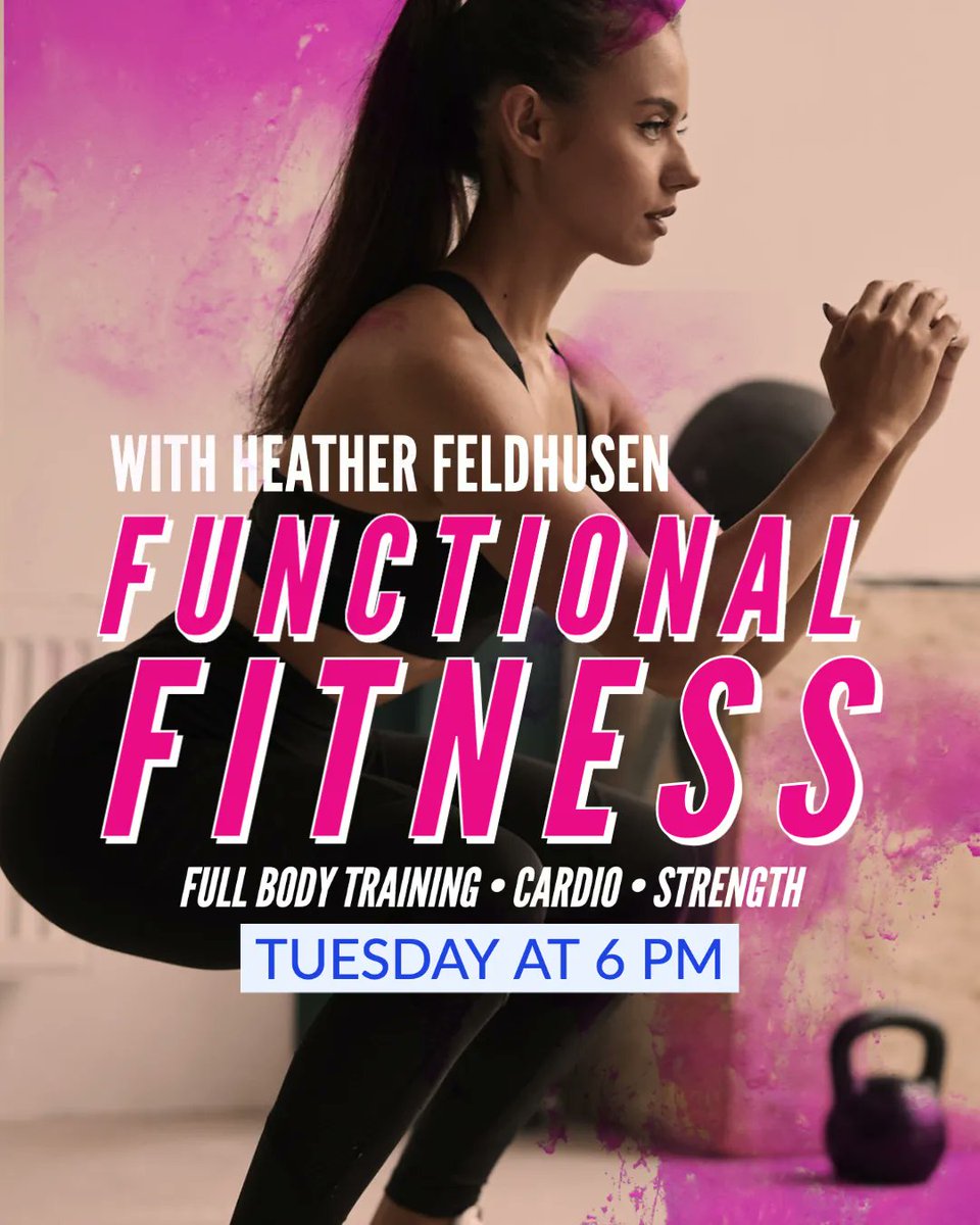 CapFitMadison's tweet image. Join Heather Feldhusen on Tue for FUNCTIONAL FITNESS at 6pm.
This class is designed to allow your muscles to work “together.” Come &amp;amp; train your body so that it is capable of doing real-life activities, not just lifting a certain amount of weight in an ideal &amp;amp; controlled situation