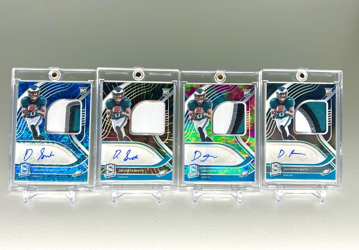 baconoverbitchs's tweet photo. 2021 Spectra Devonta Smith RPA Rainbow is complete!! @DeVontaSmith_6 @CardPurchaser #devontasmith #Eagles #FlyEaglesFly #Spectra #2021spectra #slimreaper #philly #panini #prizm https://t.co/DvN7AtkQTC
