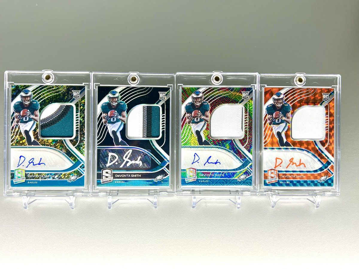 baconoverbitchs's tweet photo. 2021 Spectra Devonta Smith RPA Rainbow is complete!! @DeVontaSmith_6 @CardPurchaser #devontasmith #Eagles #FlyEaglesFly #Spectra #2021spectra #slimreaper #philly #panini #prizm https://t.co/DvN7AtkQTC