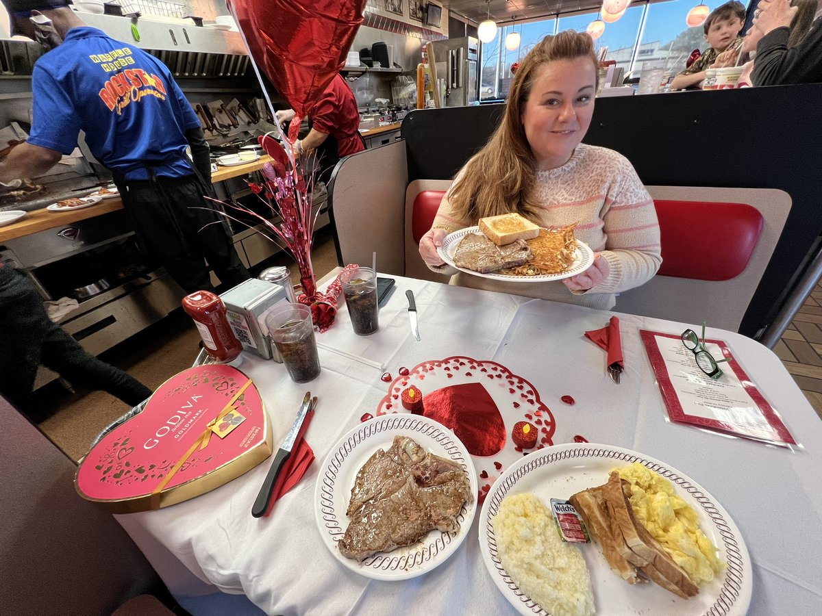 Taking Jenn out for #ValentinesDay dinner at the @WaffleHouse in Flowood. 10/10 will happen again. -@superbusradio
