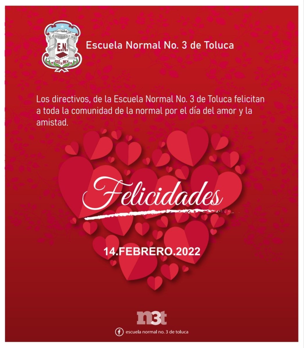 Normal3Toluca's tweet photo. La Escuela Normal No 3 de Toluca felicita a toda la comunidad educativa por el día del amor y la amistad.

🎁🎀🎉🧸♥️🏹🌹

#N3T https://t.co/nWBrQwgOg2