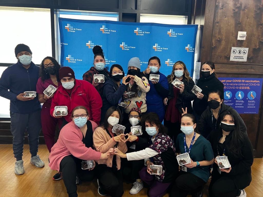 WCKitchen's tweet image. To show love &amp;amp; appreciation to healthcare staff keeping NY safe, WCK provided special Valentine’s Day treats in addition to restaurant meals. 💕 King Street red velvet cake, Levain cookies &amp;amp; more were distributed to vaccination &amp;amp; testing sites across the city. #ChefsForAmerica