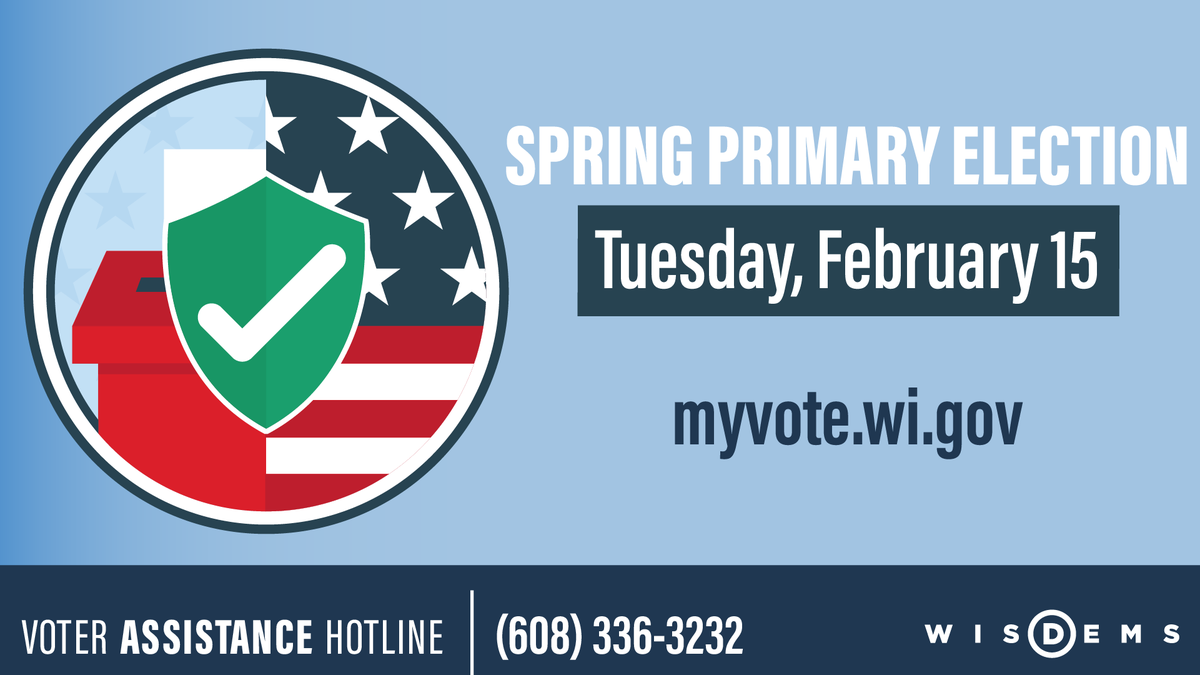 WisDems's tweet photo. 🗳️ Good morning, Wisconsin! Today's Spring Primary Election is pivotal in electing Democrats and pro-democracy leaders at every level in Wisconsin. Find out where and how to vote at: https://t.co/t8czo3k8KE https://t.co/DLuckkyMkO
