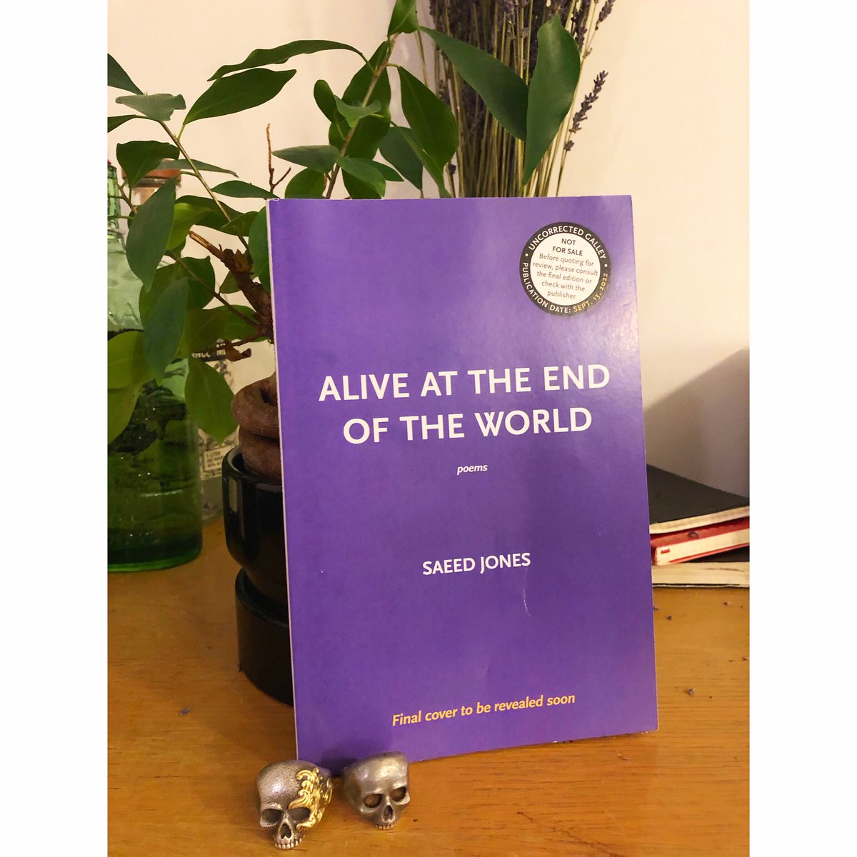 My best friend made something incredibly beautiful during a terrible time—without shying away at all from the terribleness. Alive at the End of the World by <a href="/theferocity/">Saeed Jones</a>. 9/13/22. 💀💜🌿