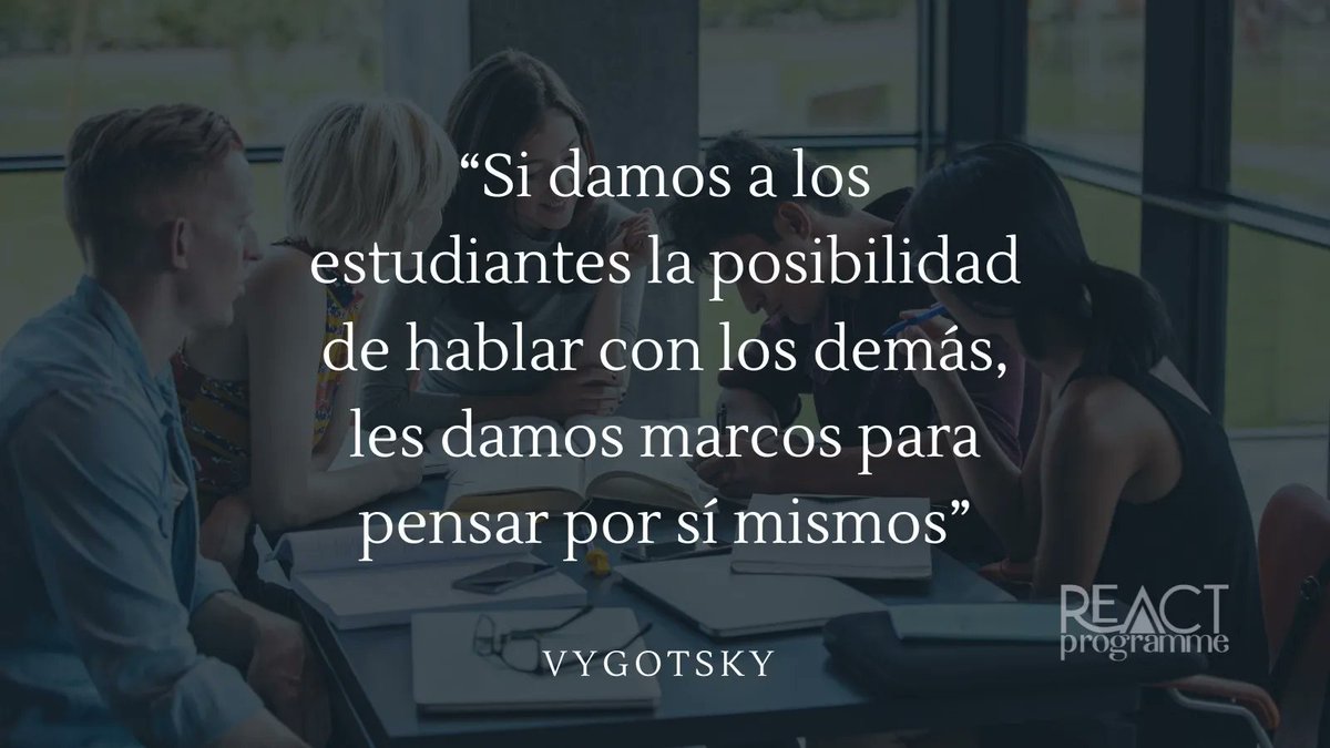 reactprogramme's tweet image. Fomentar la acción conjunta entre estudiantes les permite poner a prueba sus propios marcos de referencia, aprender de quienes tienen un mayor nivel de competencia y reafirmar sus propios conocimientos. #edutwitter