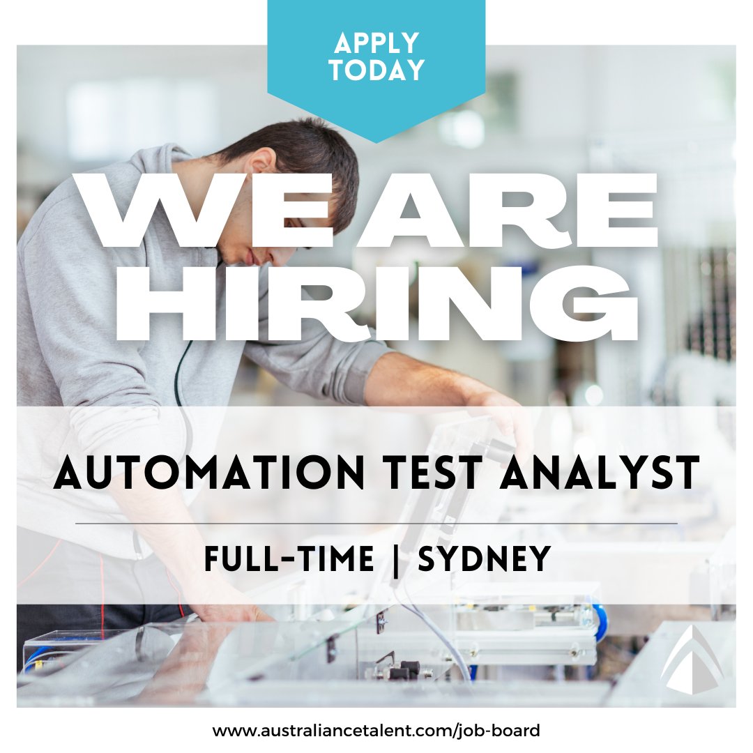 We are hiring an Automation Test Analyst for a global software company that is leading #innovation to humanise healthcare.

💡 Competitive salary and benefits
💡 Liberty to try new ideas and initiatives
💡 Hybrid working model

🚀 Apply here: australiance.vincere.io/careers/job/32…